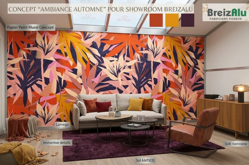 Vue intérieure du projet de showroom Breizalu à Redon