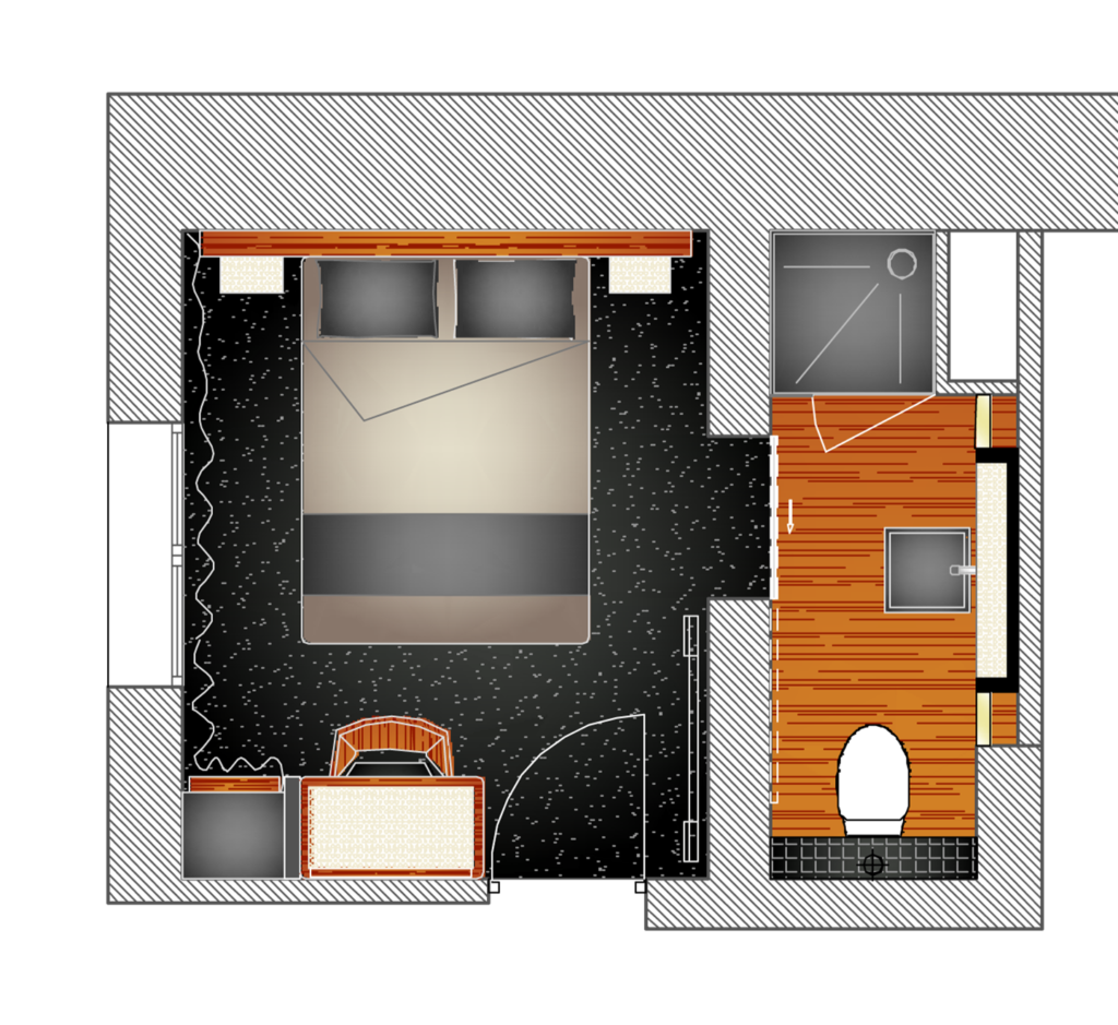 Détail du concept de chambre témoin du Mercure Rennes
